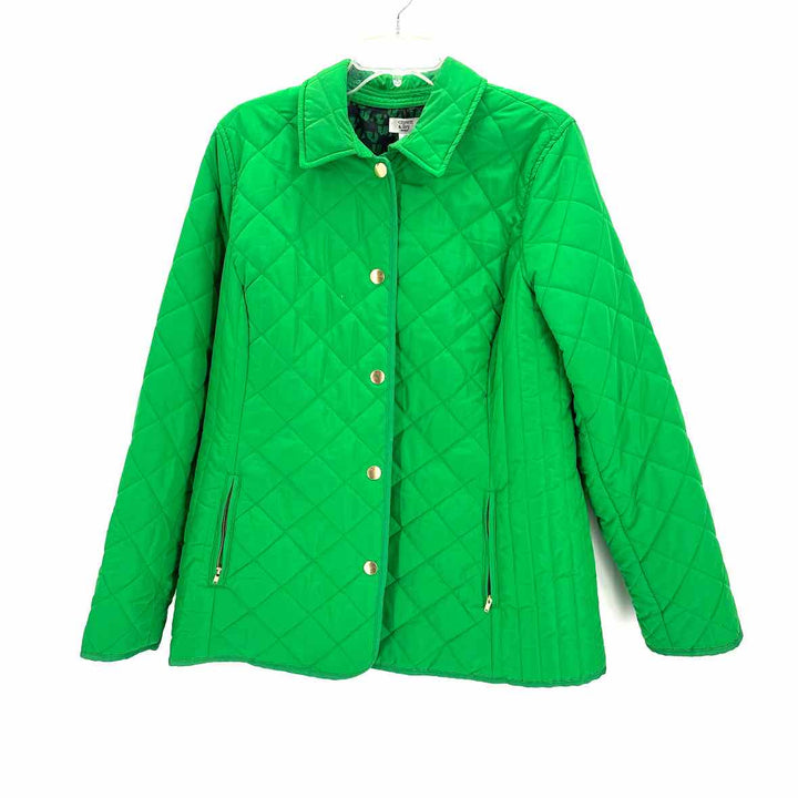 Size 1X CROWN & IVY Green Quilted Jacket