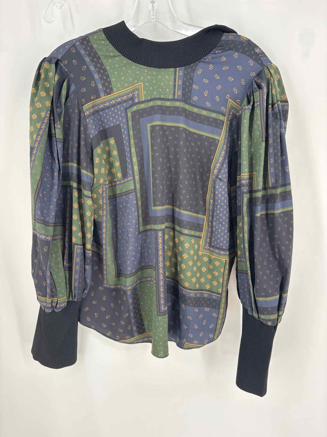 Size 8 VERONICA BEARD Navy Print Shirt