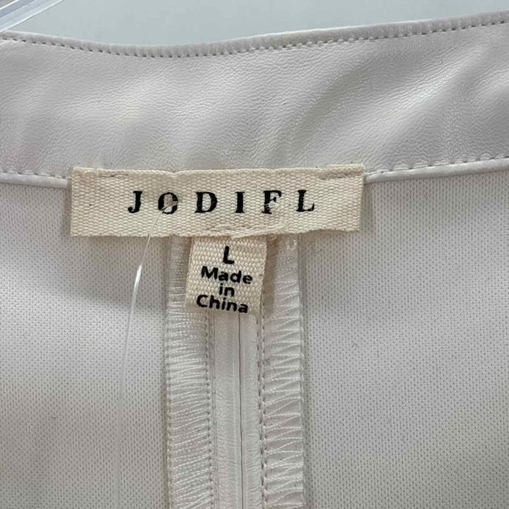 Size L JODIFL Ivory Faux Leather Shirt