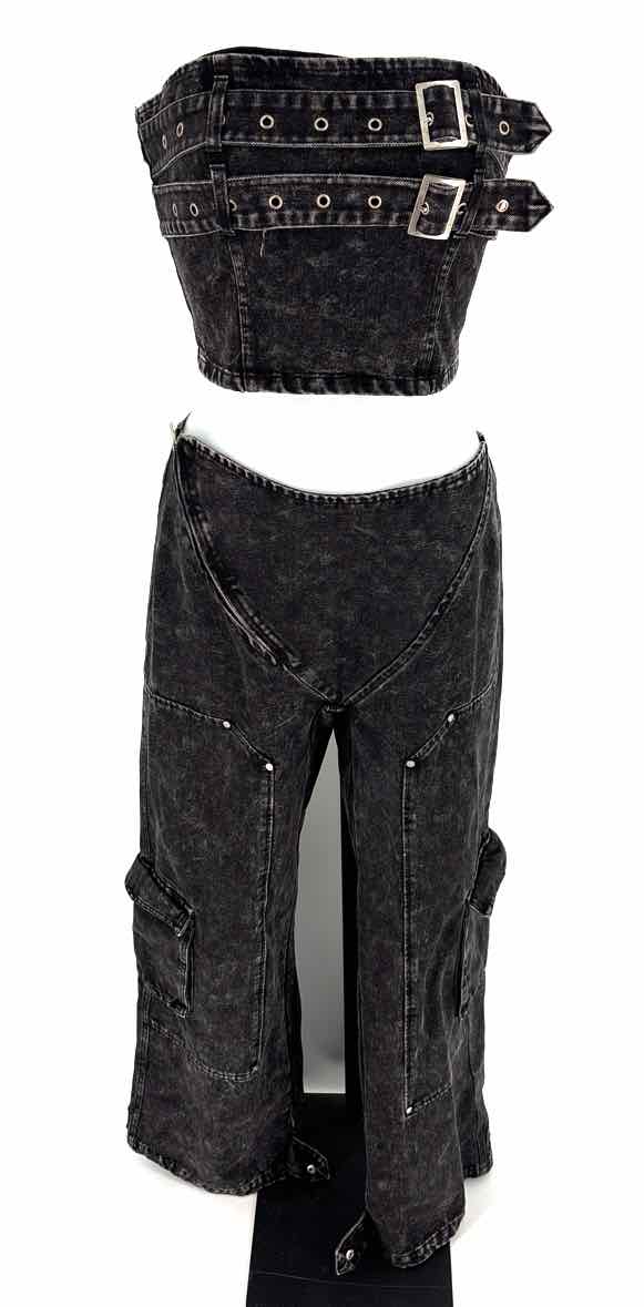 Size M FASHION NOVA Black Denim 2 PC Dress