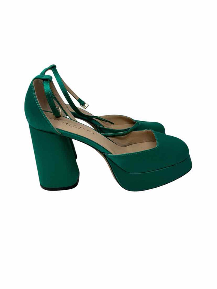 Shoe Size 38.5 Green Sateen Pumps