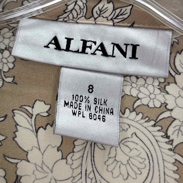 Size 8 ALFANI Brown Print Shirt