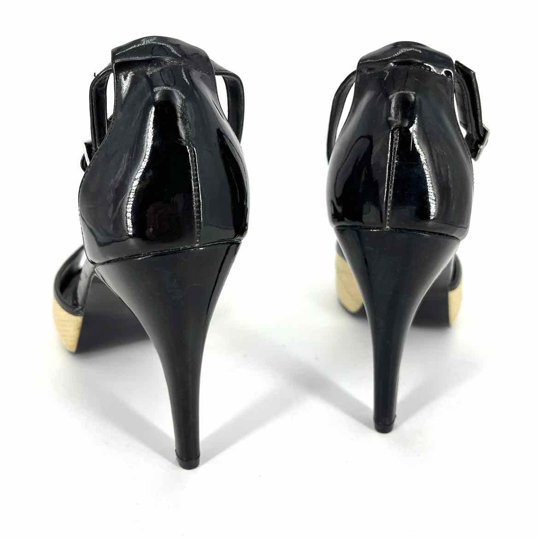 Shoe Size 9.5 White House Black Market Black PATENT Straw Pumps