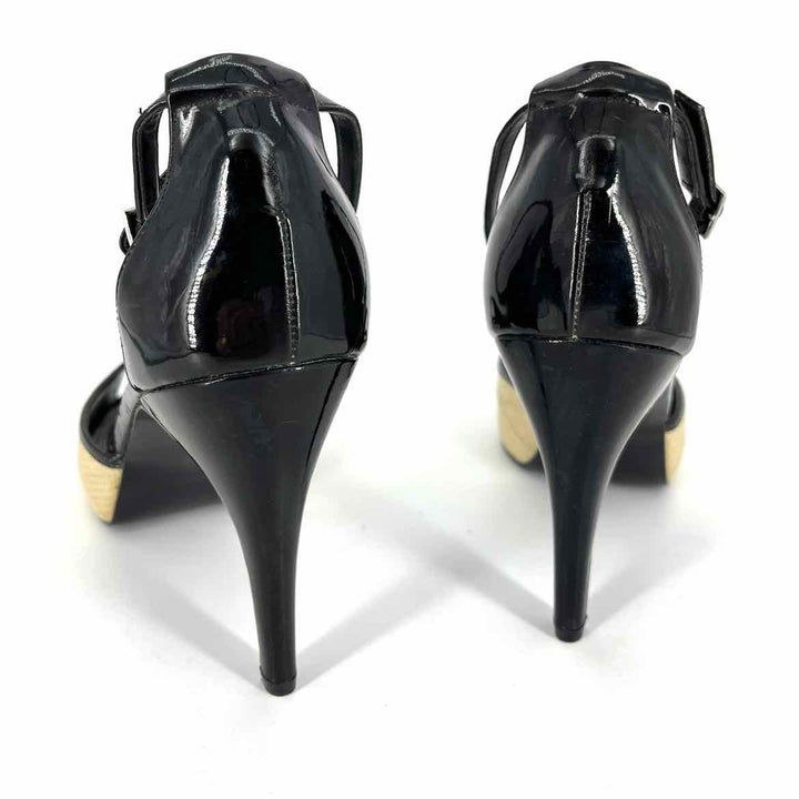 Shoe Size 9.5 White House Black Market Black PATENT Straw Pumps