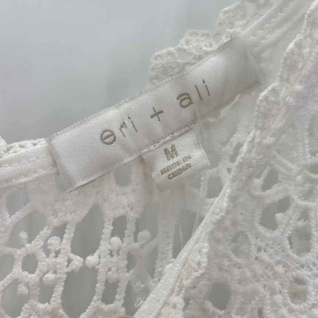 Size M Anthropologie Ivory Crochet Knit Shirt