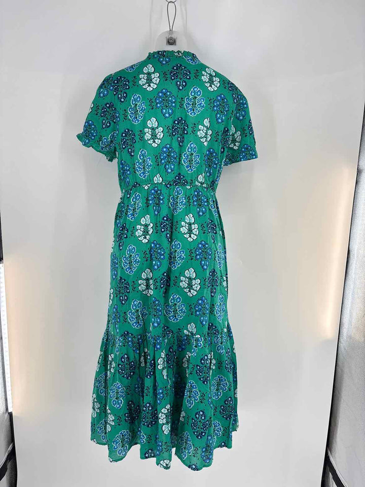 Size 6 J Crew Green Print Dress