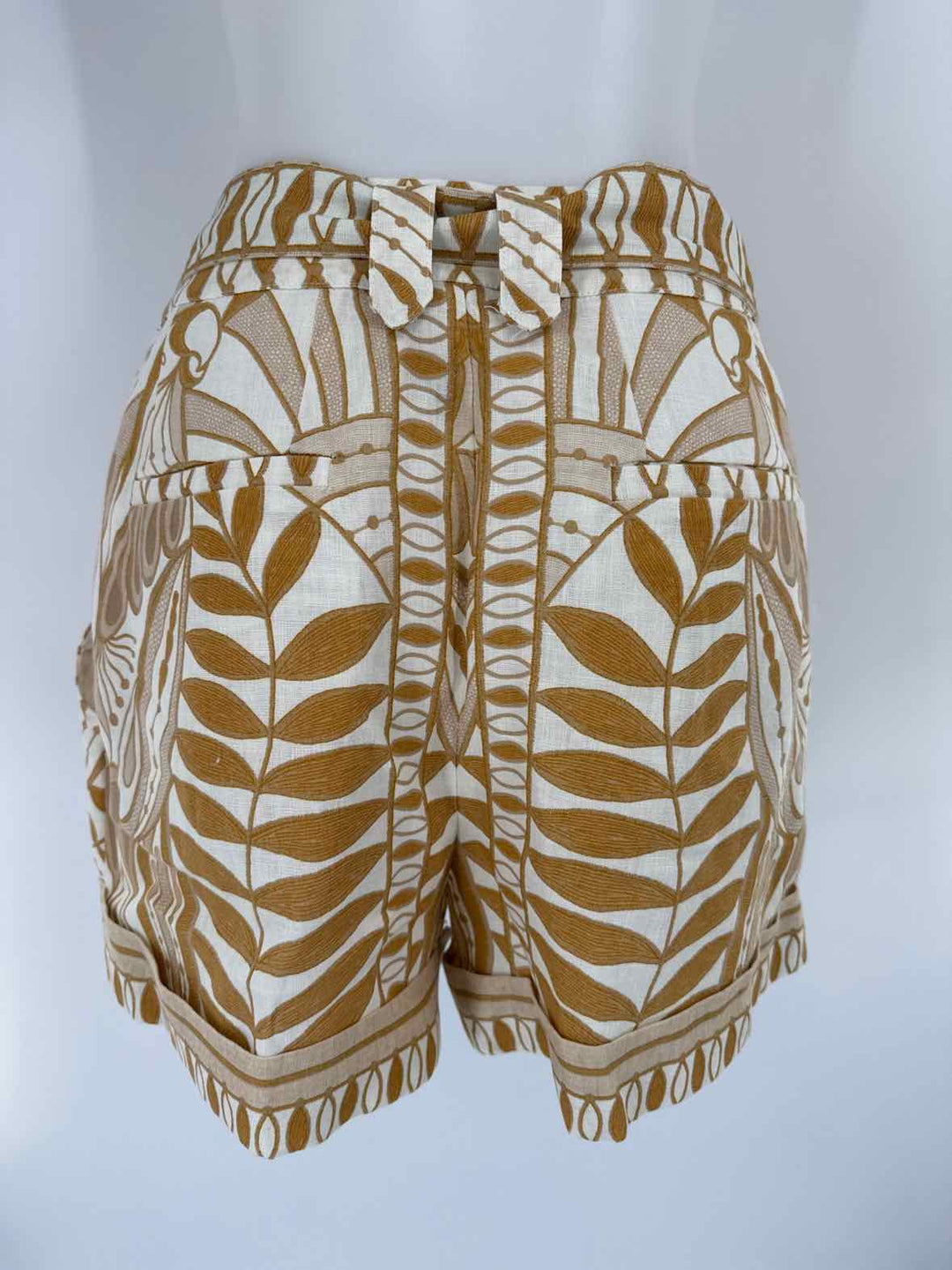 Size M FARM RIO Tan Linen Shorts