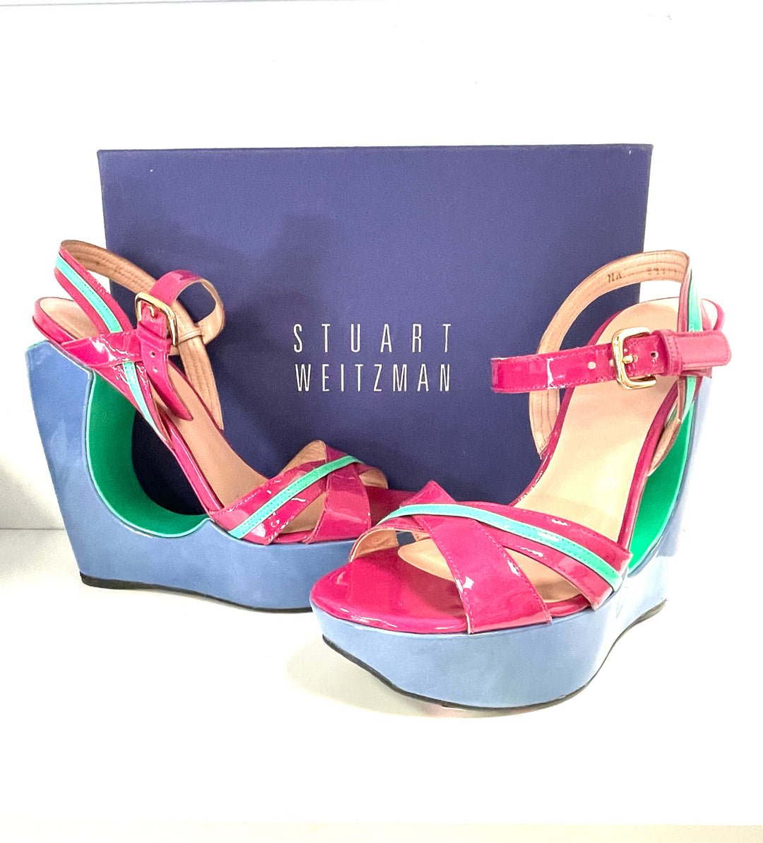 Shoe Size 8.5 Stuart Weitzman Multi-Color PATENT Luxury - Sandals