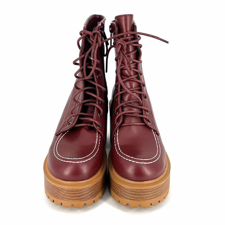 Shoe Size 7 Red Faux Leather Boots