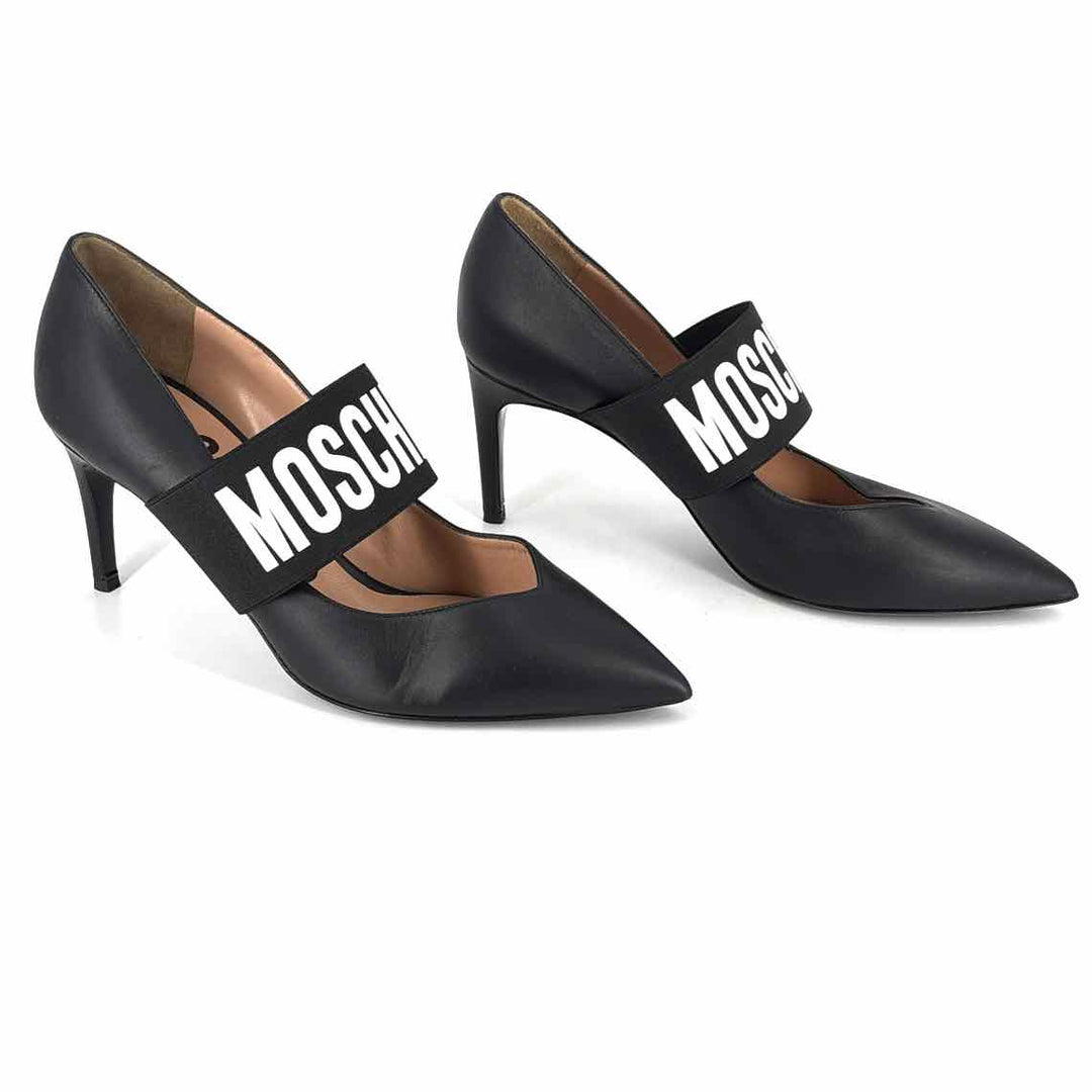 Shoe Size 40 MOCHINO Black Leather Luxury - Pumps