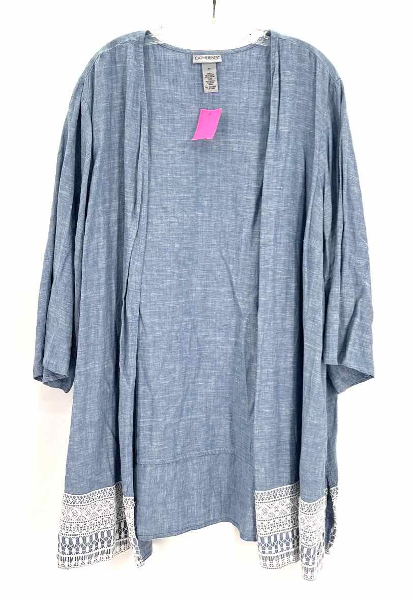Size 2X CATHERINES Blue Linen Shirt