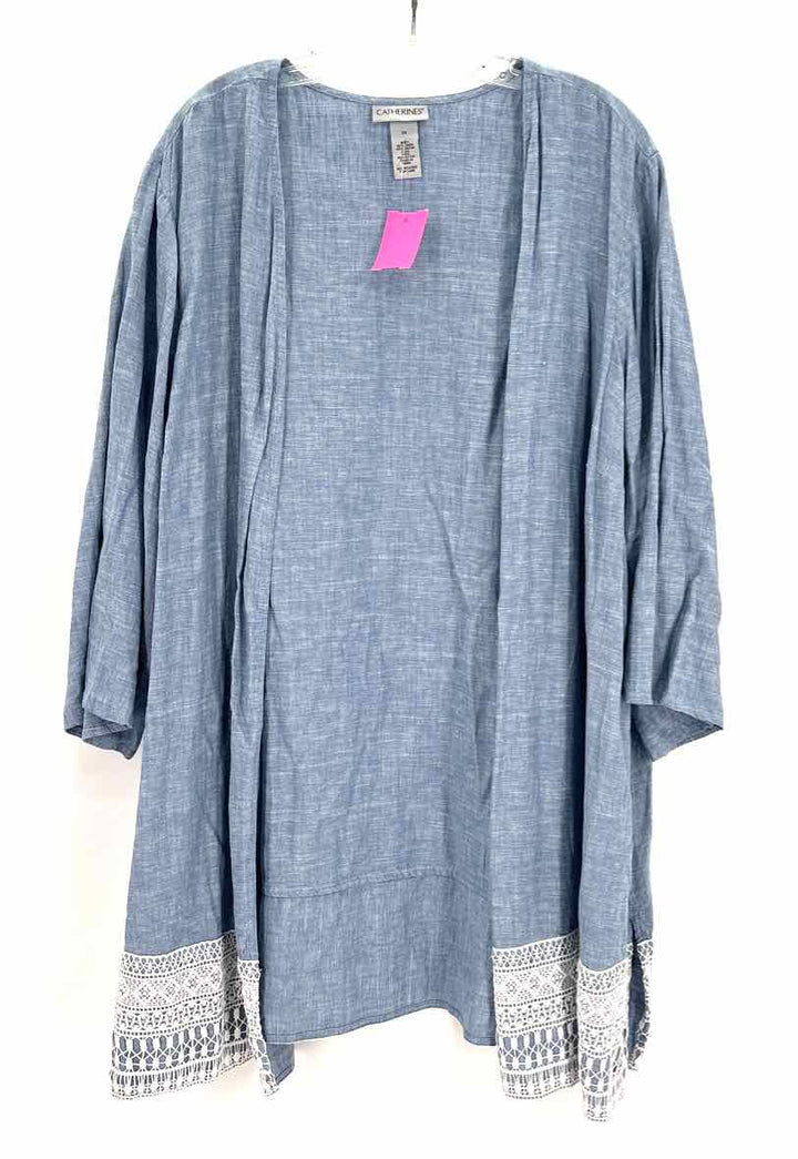 Size 2X CATHERINES Blue Linen Shirt