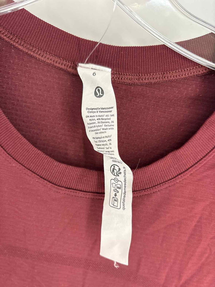 Size 6 Lululemon Burgundy Shirt