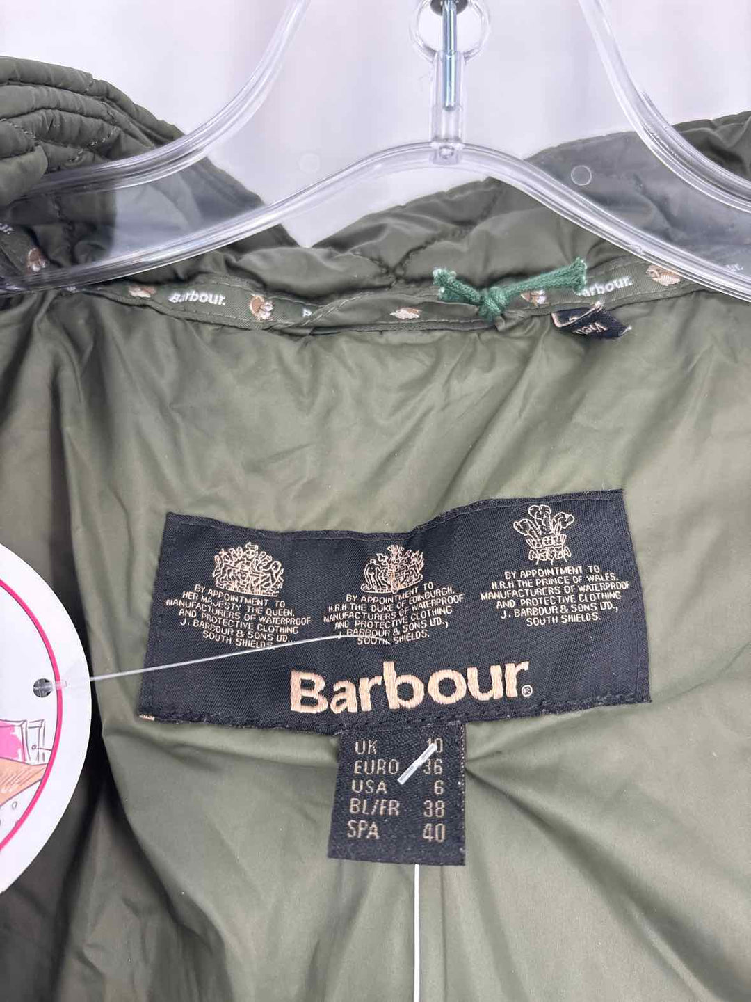 Size 6 BARBOUR Olive Jacket