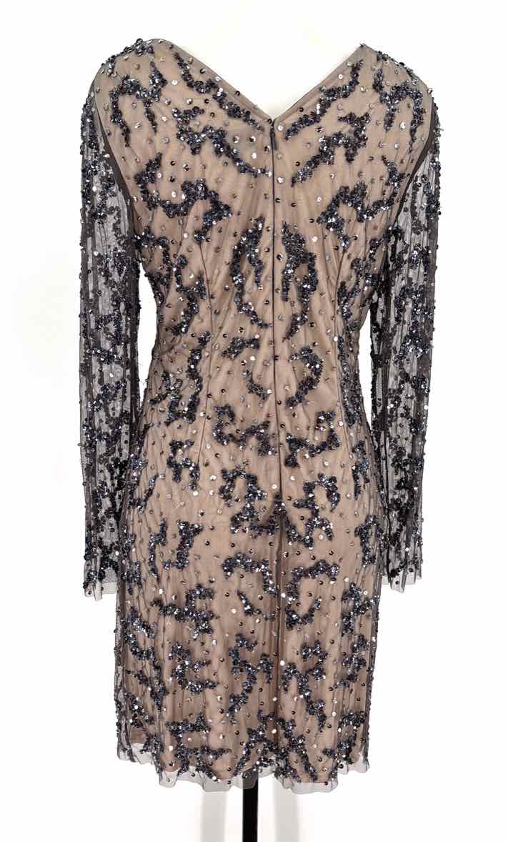Size 10 Adrianna Papell Gray Sequined Dress