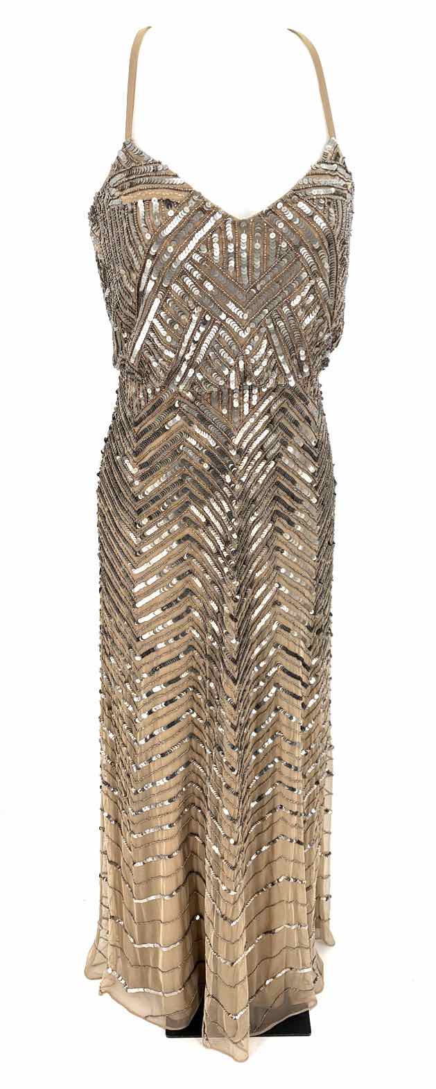 Size 4 Adrianna Papell Taupe Sequined PROM