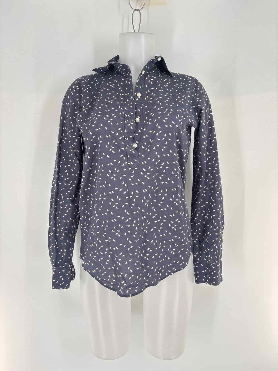 Size XS ANN MASHBURN Blue Print Shirt