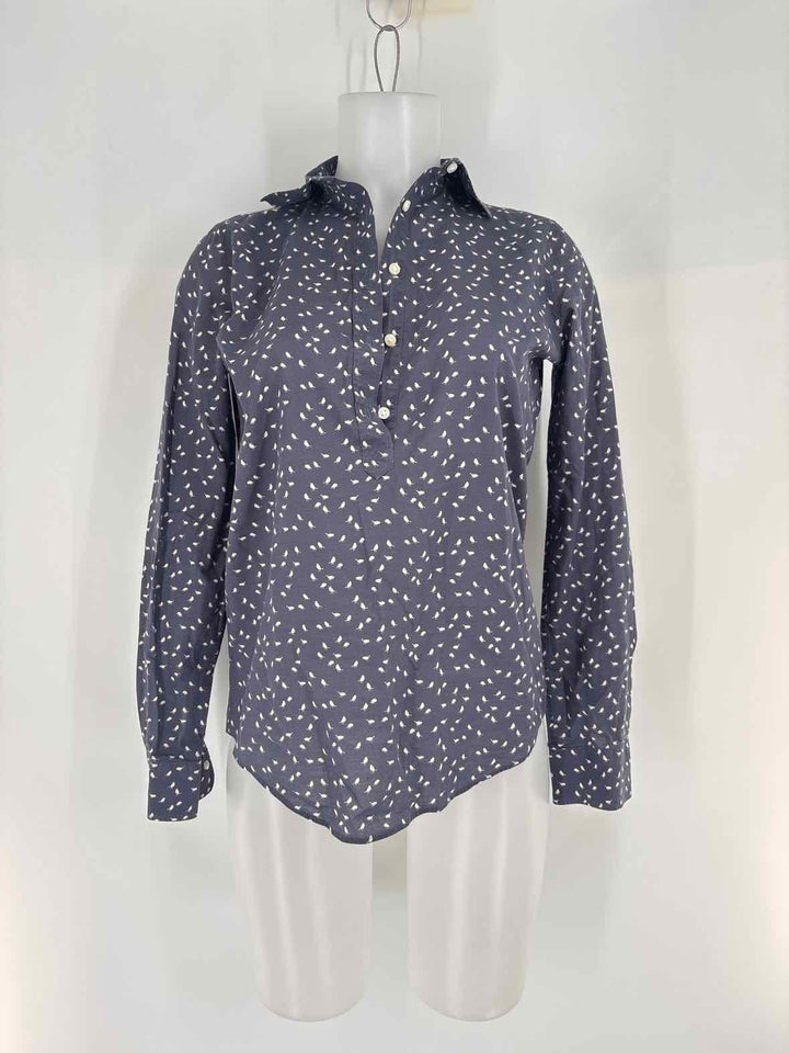 Size XS ANN MASHBURN Blue Print Shirt
