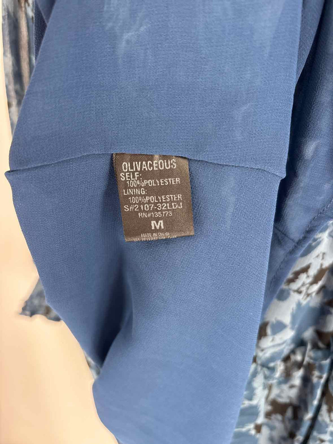 Size M OLIVACEOUS Blue Print Dress