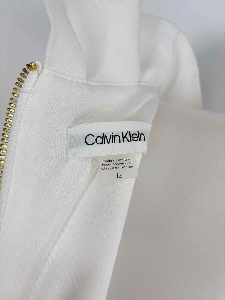 Size 12 Calvin Klein White Dress