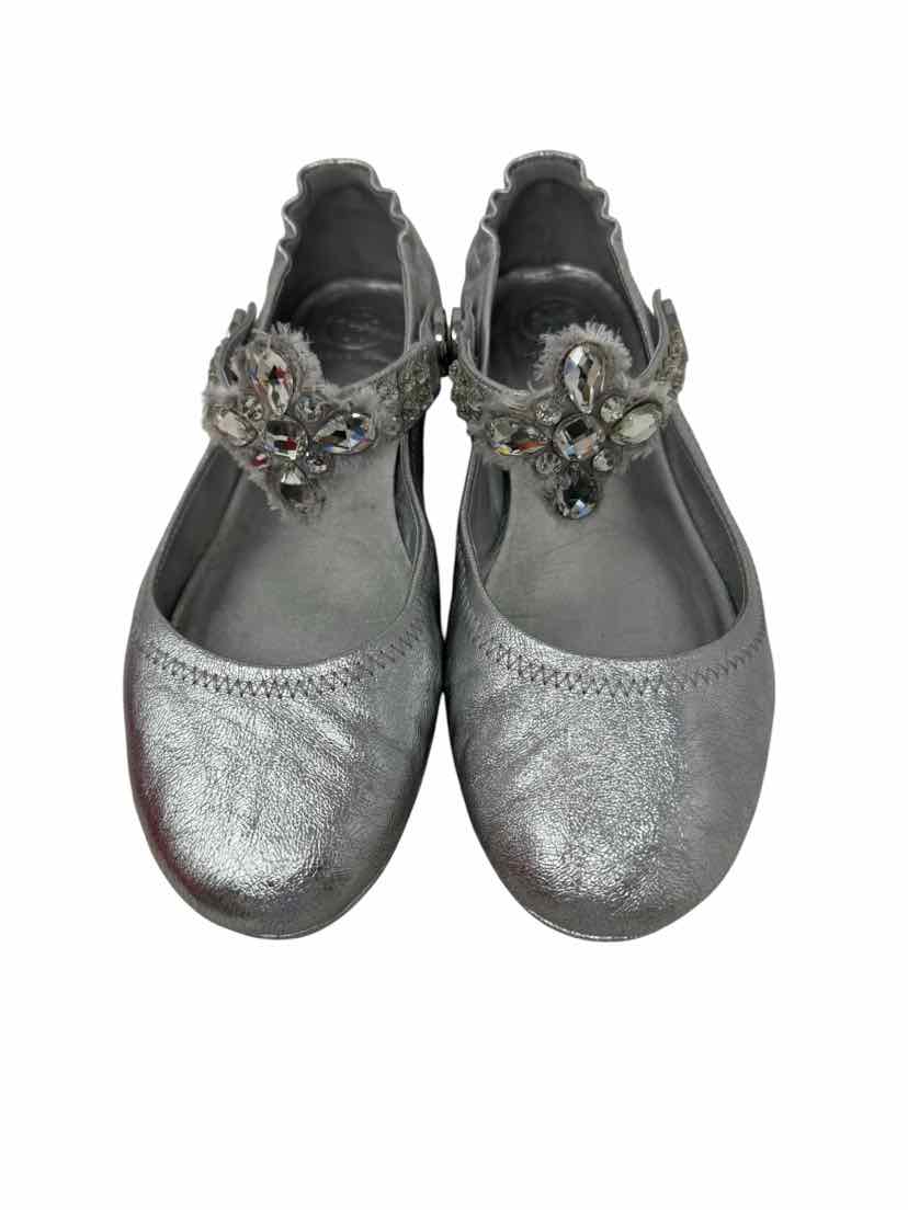 Shoe Size 9 Tory Burch Silver Leather Flats