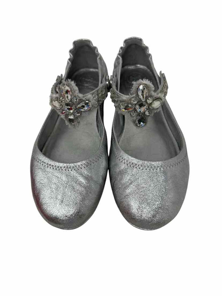 Shoe Size 9 Tory Burch Silver Leather Flats