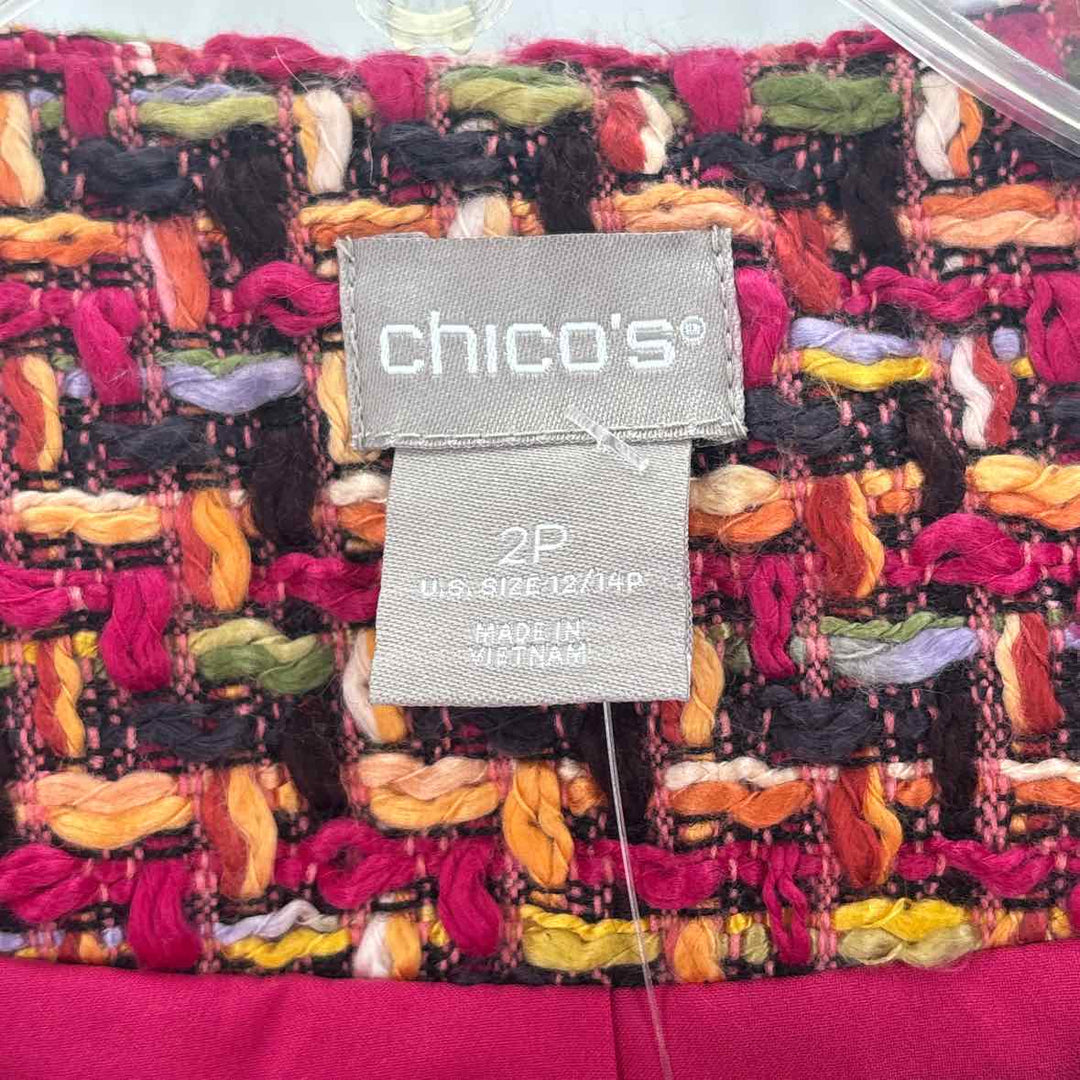 Size L Chico's Fuschia Tweed Blazer