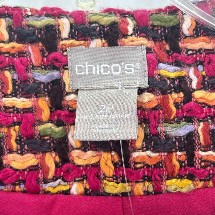 Size L Chico's Fuschia Tweed Blazer