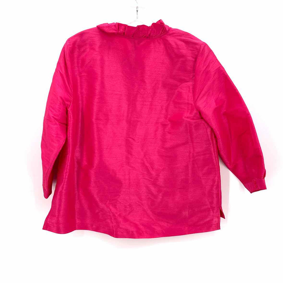 Size L CROWN & IVY Fuschia Sateen Shirt