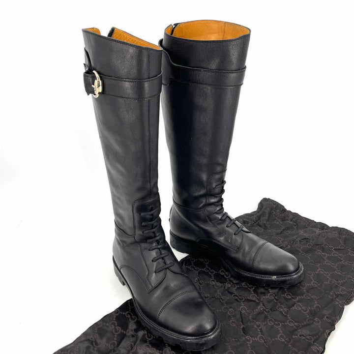 Shoe Size 9 Gucci Black Leather Luxury - Boots