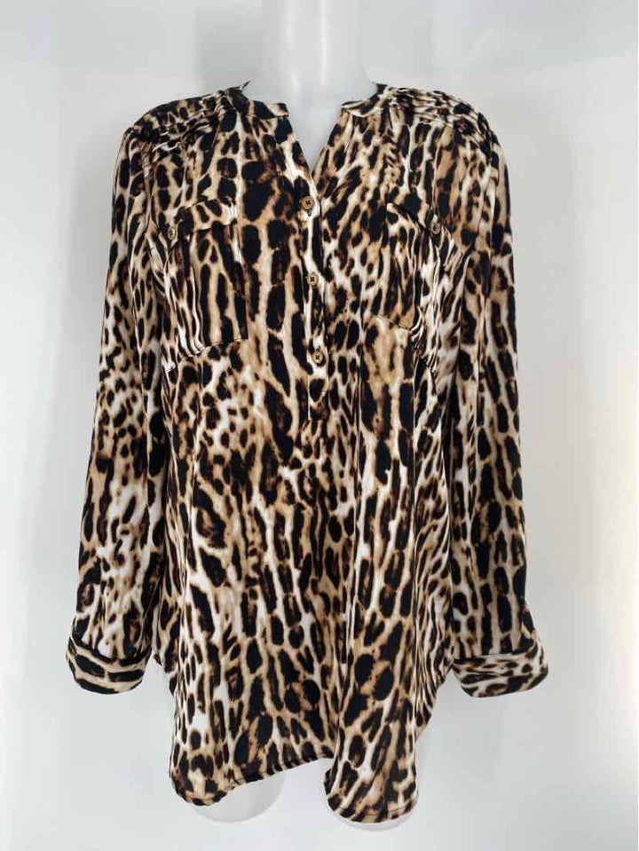 Size L Chico's Brown Print Shirt