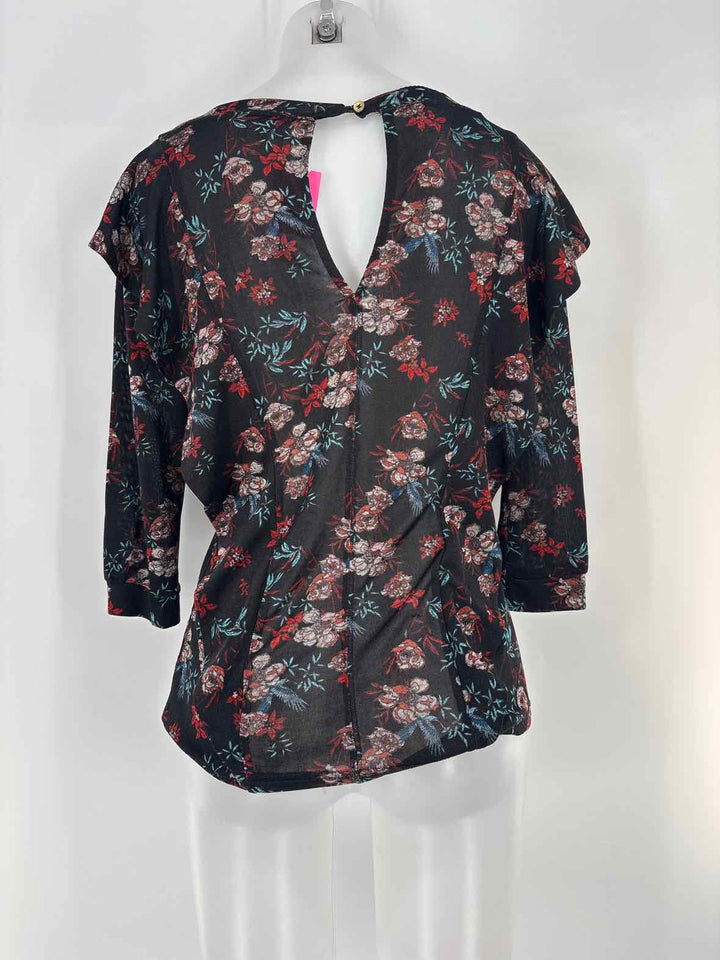 Size S FREE PEOPLE Black Print Shirt