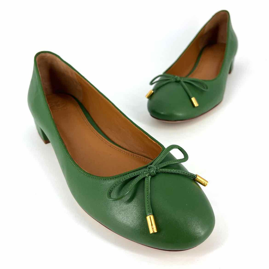 Shoe Size 10 Tory Burch Green Leather Flats