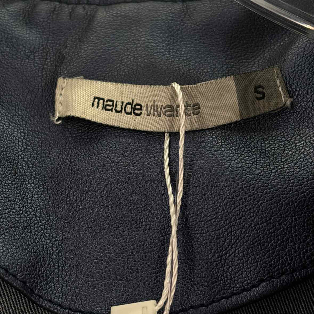 Size S Navy Denim Faux Leather Jacket
