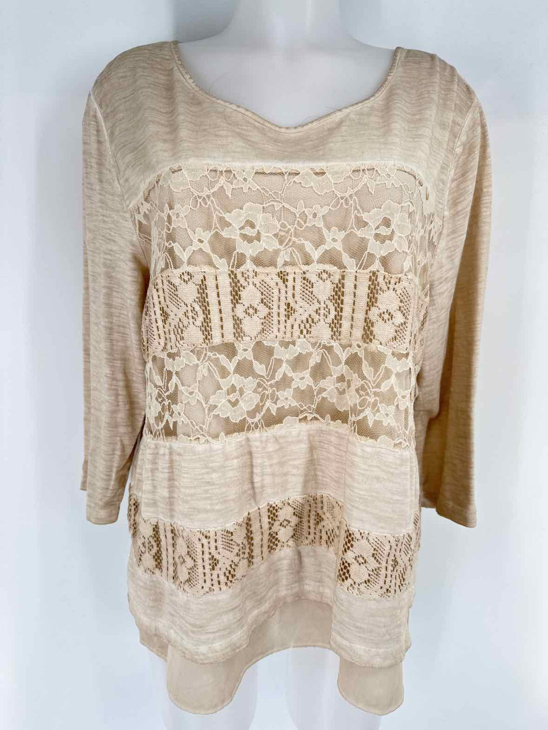 Size L Chico's Tan Lace Shirt