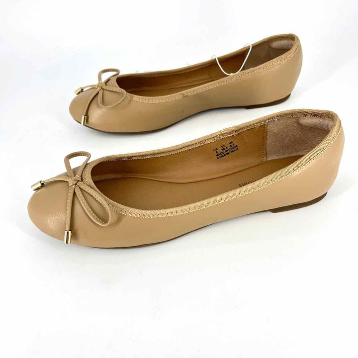 Shoe Size 8 Taupe Faux Leather Flats