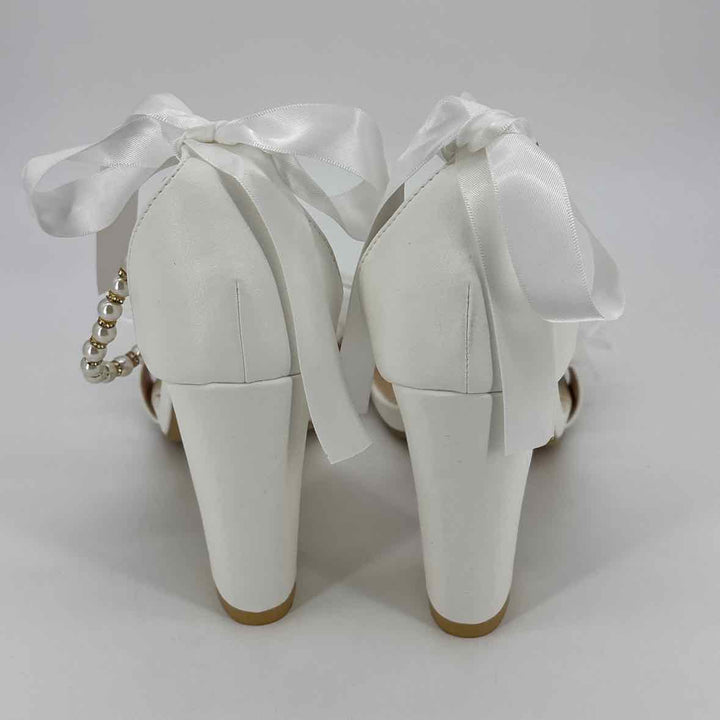 Shoe Size 39 White Satin Heels