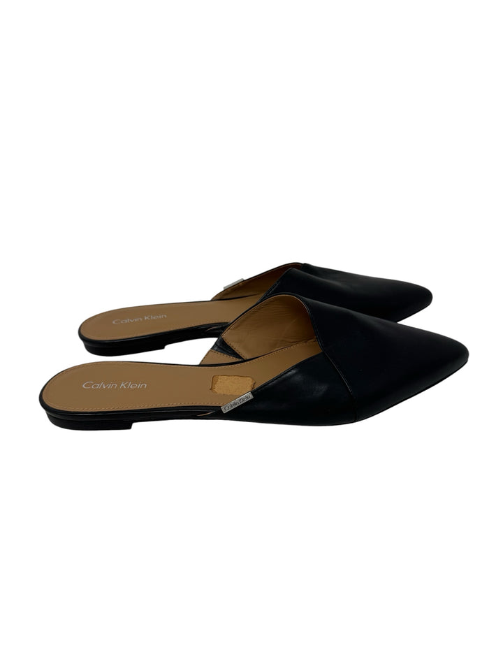 Shoe Size 9 Calvin Klein Black Leather Mules