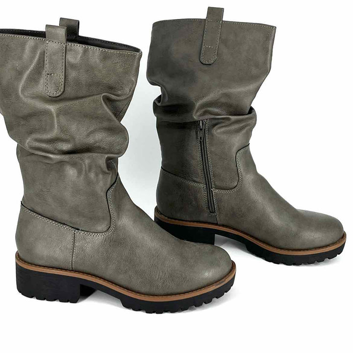 Shoe Size 8 Gray Faux Leather Boots