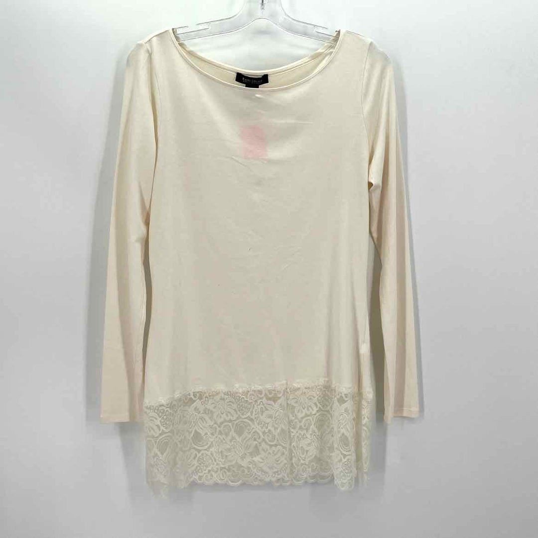 Size L White House Black Market Ivory Lace Shirt