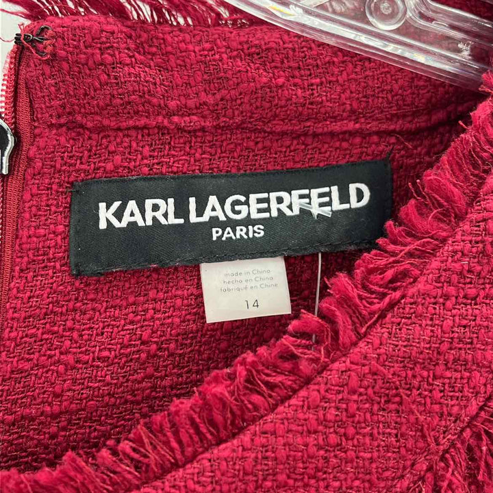 Size 14 KARL LAGERFELD Burgundy Tweed Dress