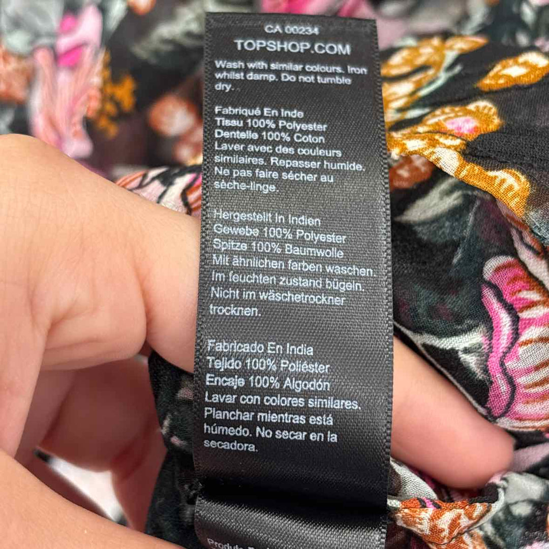 Size 10 TOPSHOP Black Print Shirt