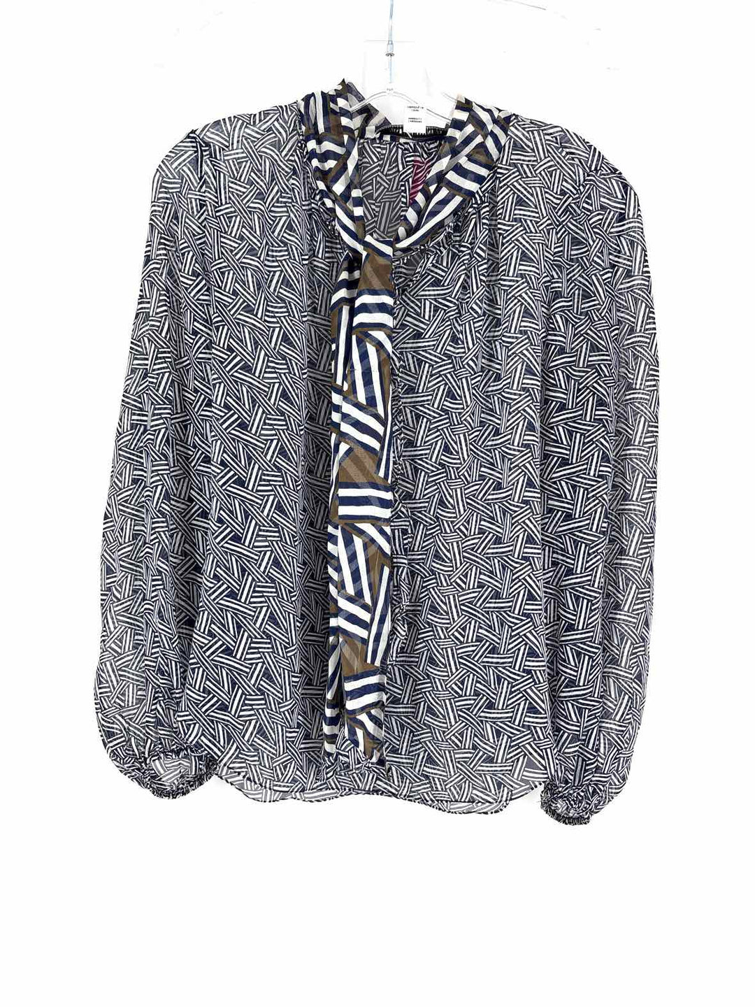 Size 4 DIANE VON FURSTENBERG Navy Print Shirt