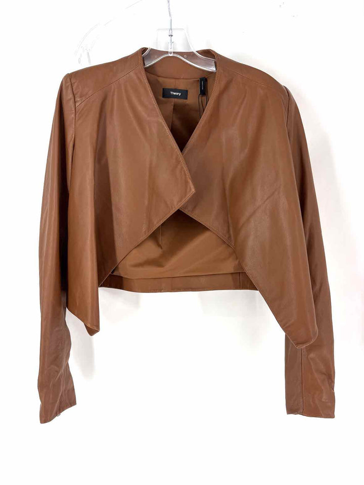 Size Petite THEORY Brown Leather Jacket