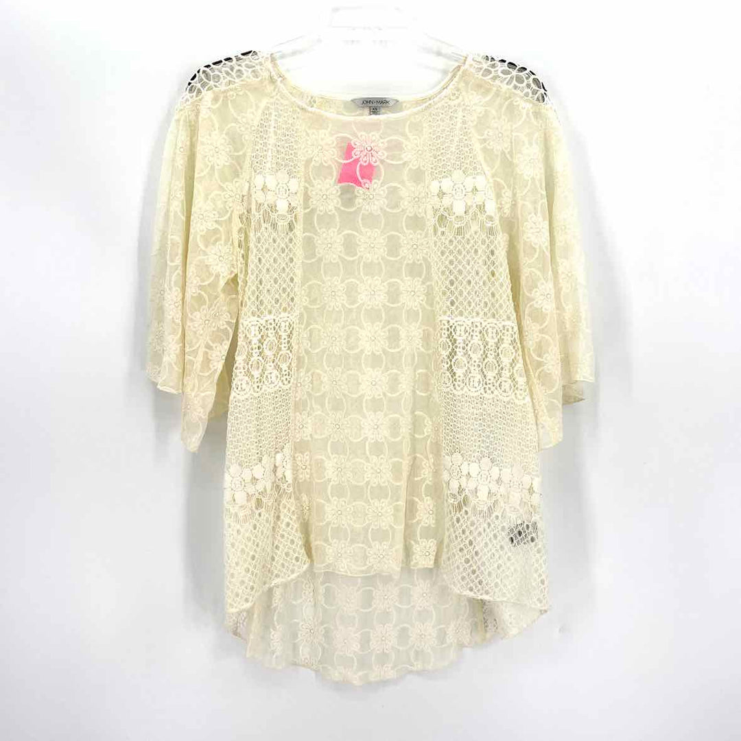 Size XS JOHN MARK Ivory Lace Shirt