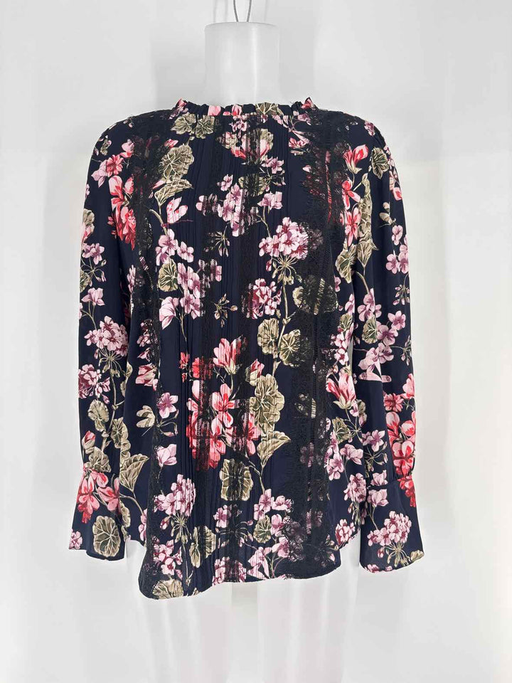 Size M Ann Taylor Navy Print Shirt