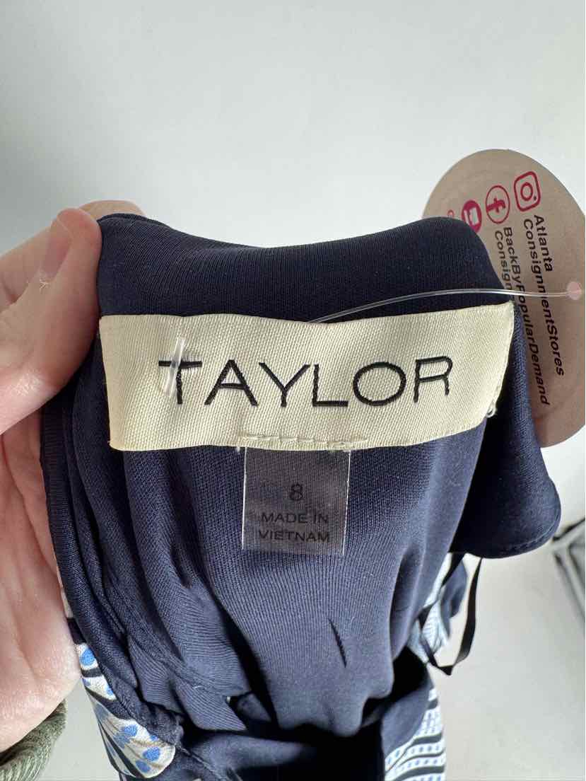 Size 8 TAYLOR Navy Print Dress