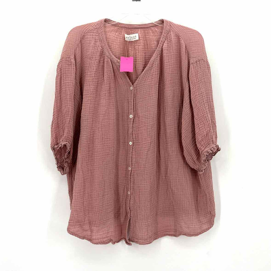 Size XL VELVET Pink Cotton Shirt