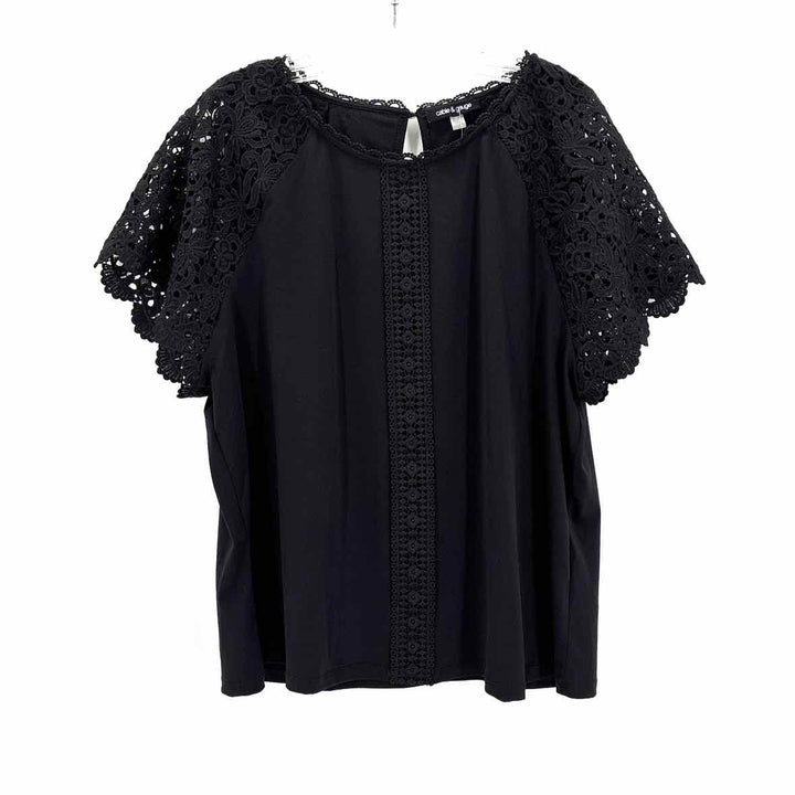 Size XL CABLE & GAUGE Black Lace Shirt