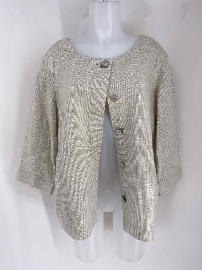 Size L J JILL Tan Linen Blazer